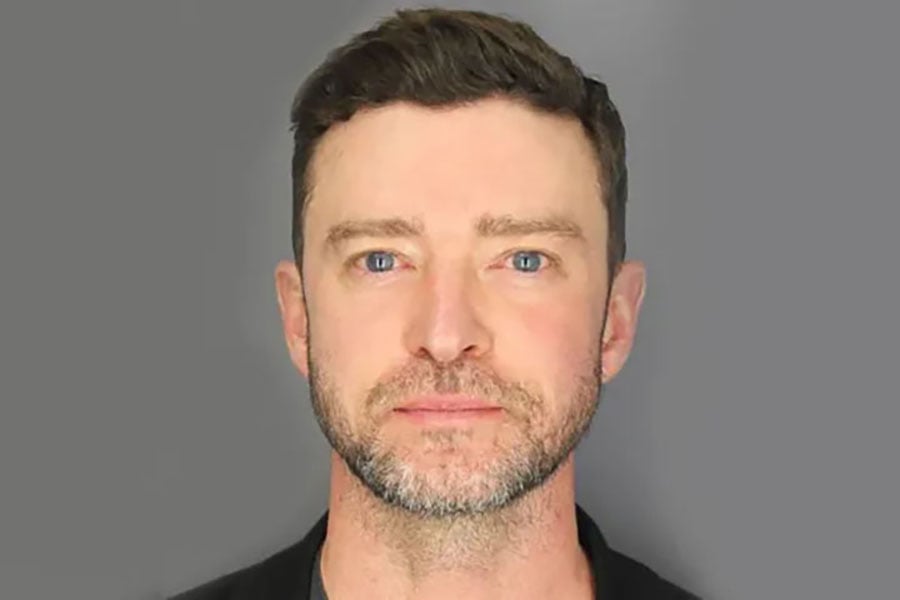 In this handout image provided by the Sag Harbor Police Department, Musician Justin Timberlake is seen in a booking photo on June 18, 2024 in Sag Harbor, New York.