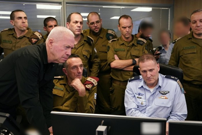 Yoav Gallant and other officials in the IAF’s underground command room