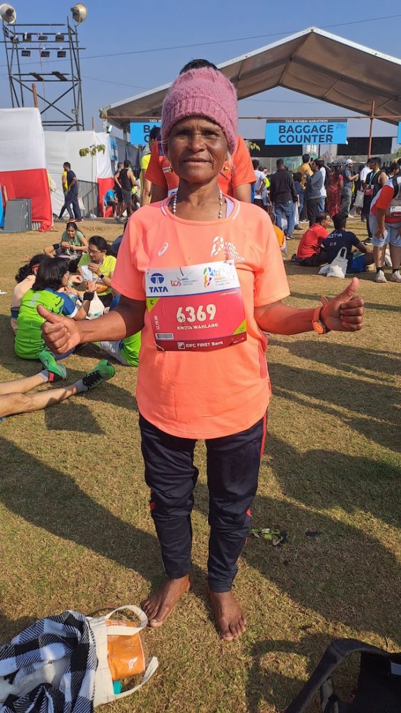 Kmoin Walhang before her marathon run. Credit: Courtesy Run Meghalaya