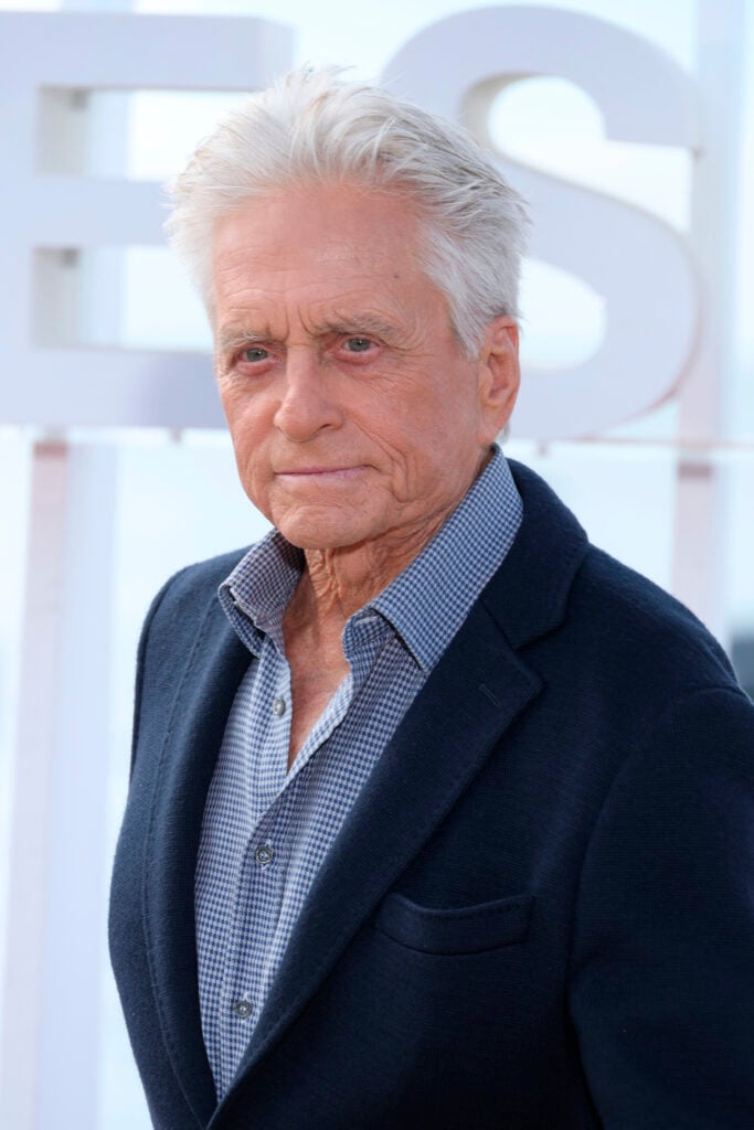 Michael Douglas poses for a photo in early April of 2024.