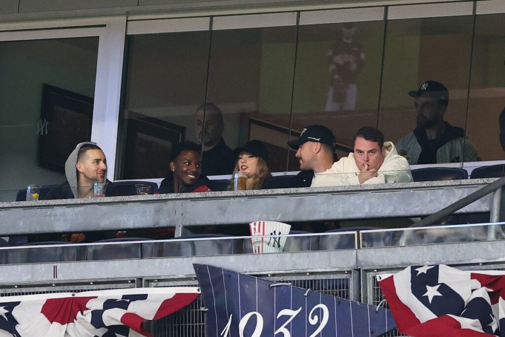 Taylor Swift and Travis Kelce attend Game One of the American League Championship Series