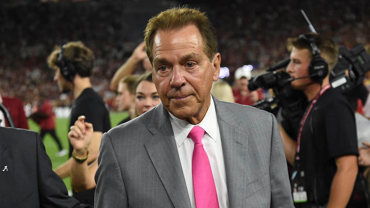 Nick Saban at an Alabama game in 2024