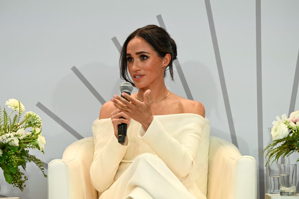 Meghan, Duchess of Sussex speaks onstage at The Archewell Foundation Parents’ Summit: Mental Wellness in the Digital Age during Project Healthy Minds’ World Mental Health Day Festival 2023 at Hudson Yards on October 10, 2023 in New York City.