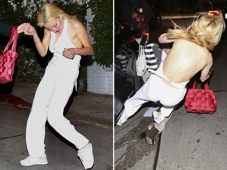 Francesca Eastwood Falling In The Street IN A White Outfit