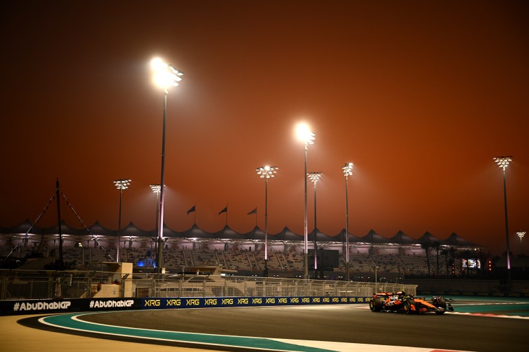 ABU DHABI, UNITED ARAB EMIRATES - DECEMBER 06: Lando Norris of Great Britain driving the (4) McLaren MCL38 Mercedes on track during practice ahead of the F1 Grand Prix of Abu Dhabi at Yas Marina Circuit on December 06, 2024 in Abu Dhabi, United Arab Emirates. (Photo by Clive Mason/Getty Images)