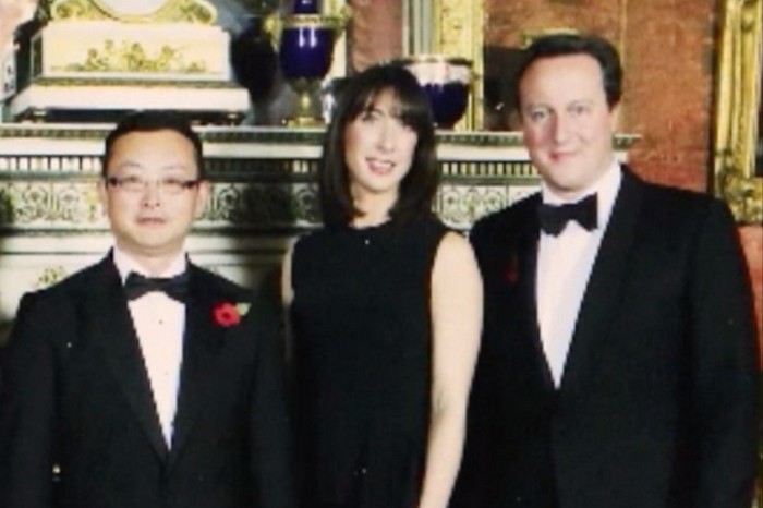 Tengbo Yang with David and Samantha Cameron