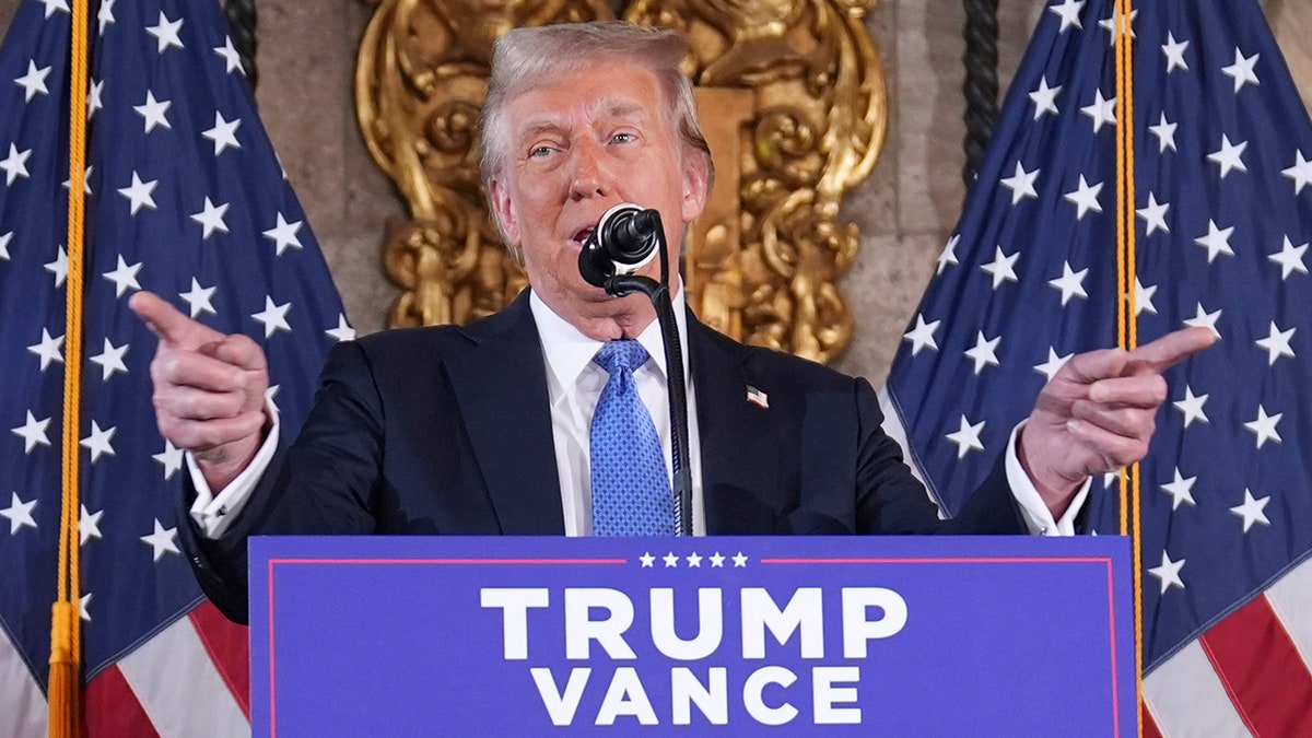 President-elect Donald Trump speaks during a news conference at Mar-a-Lago, on Monday, Dec. 16, 2024, in Palm Beach, Fla. 