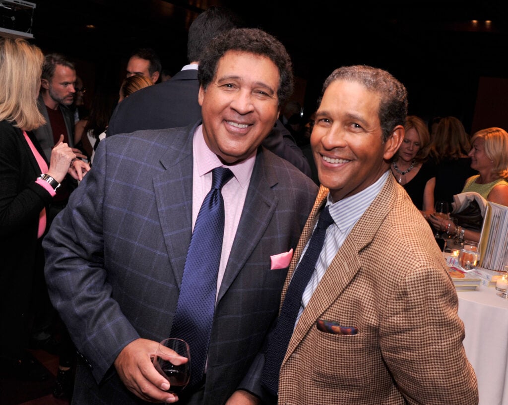 Sportscaster Greg Gumbel and journalist Bryant Gumbel attend UNICHEF Book Party at The Lamb's Club on September 15, 2014 in New York City.