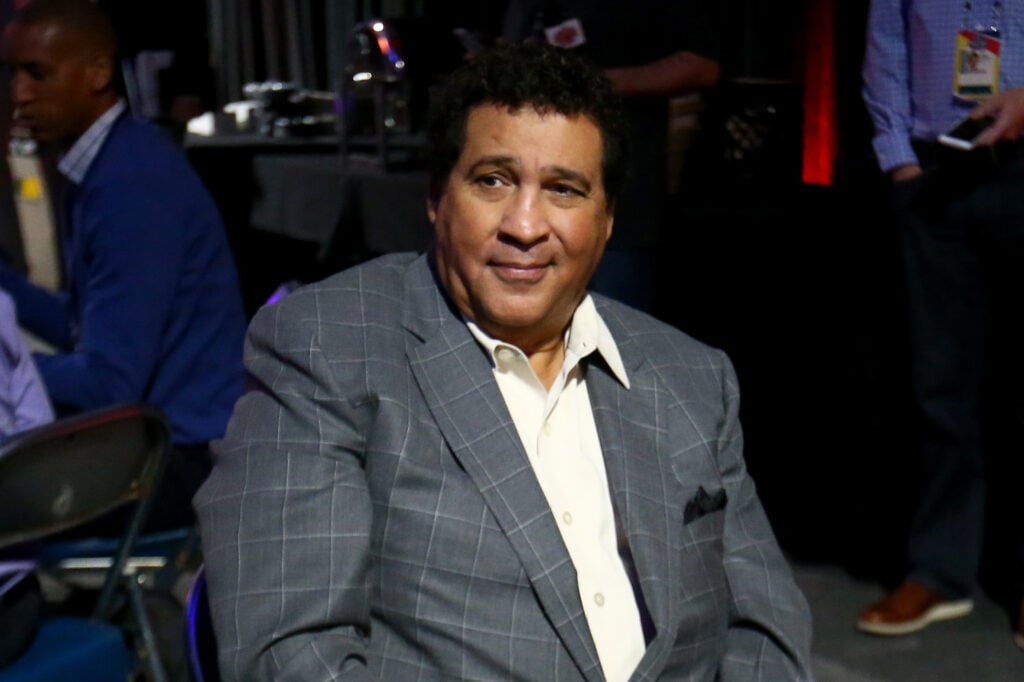 Sportscaster Greg Gumbel is interviewed prior to the 2016 NCAA Men's Final Four at NRG Stadium on April 1, 2016 in Houston, Texas. 