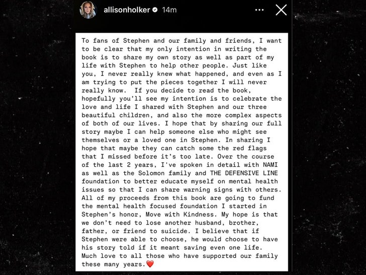 allison holker statement instagram