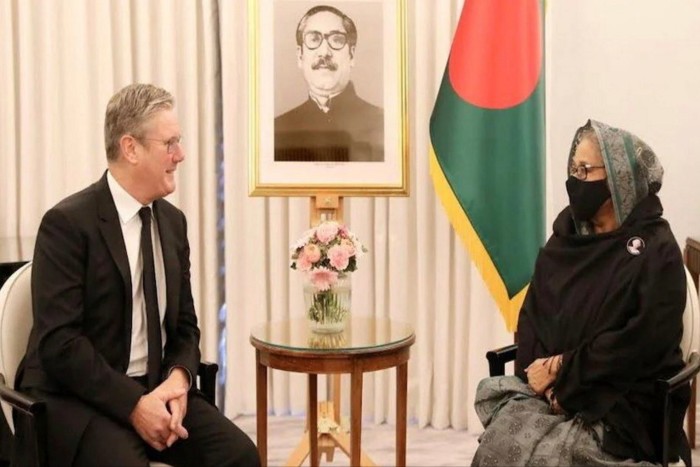 Labour leader Sir Keir Starmer holds a meeting with Sheikh Hasina at London’s Claridge’s Hotel in 2022