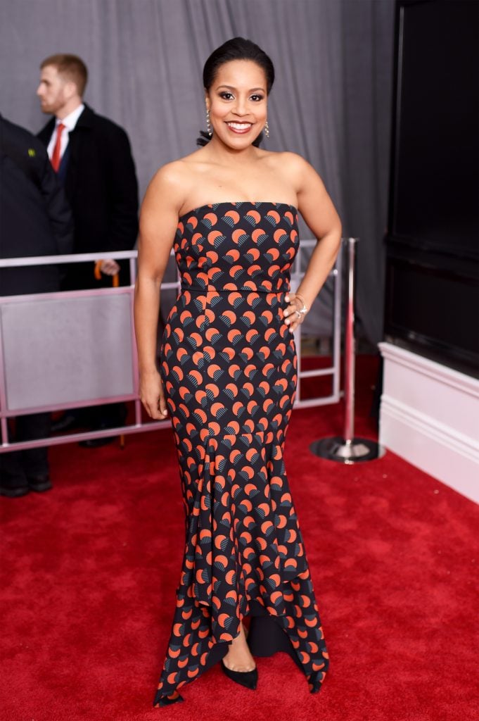 TV personality Sheinelle Jones attends the 60th Annual GRAMMY Awards at Madison Square Garden on January 28, 2018 in New York City.  