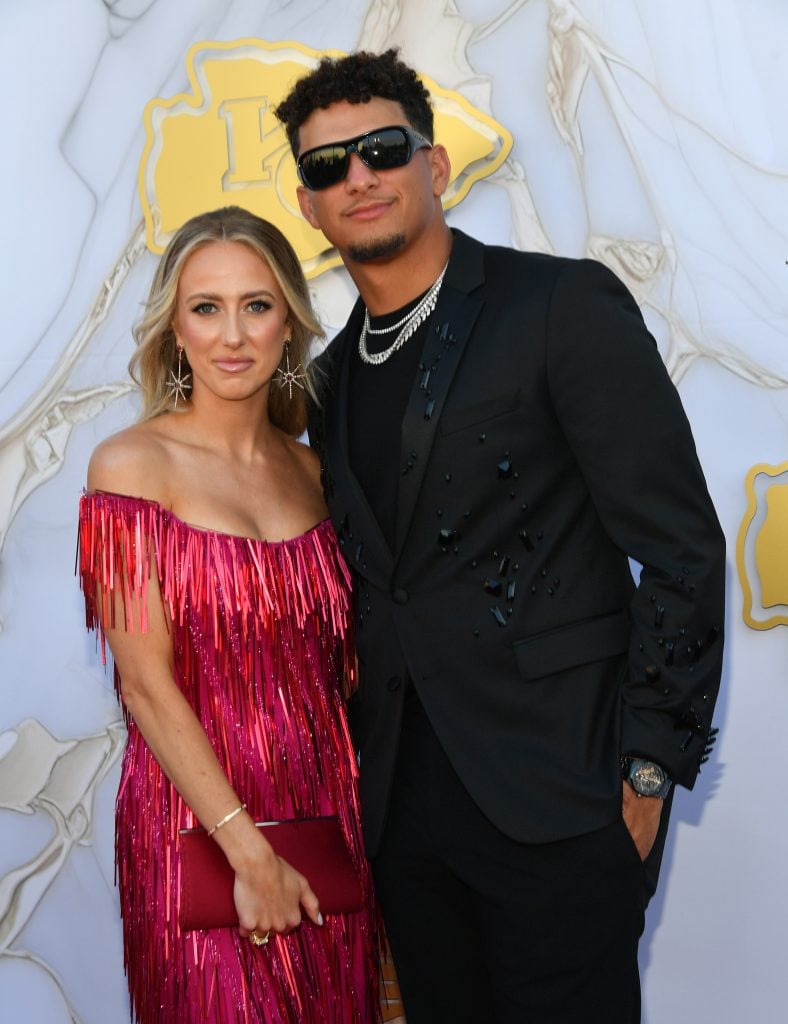 Brittany and Patrick Mahomes arrive on the red carpet prior to the Kansas City Chiefs Super Bowl Ring Ceremony at the Nelson-Atkins Museum of Art on June 13, 2024 in Kansas City, Missouri.