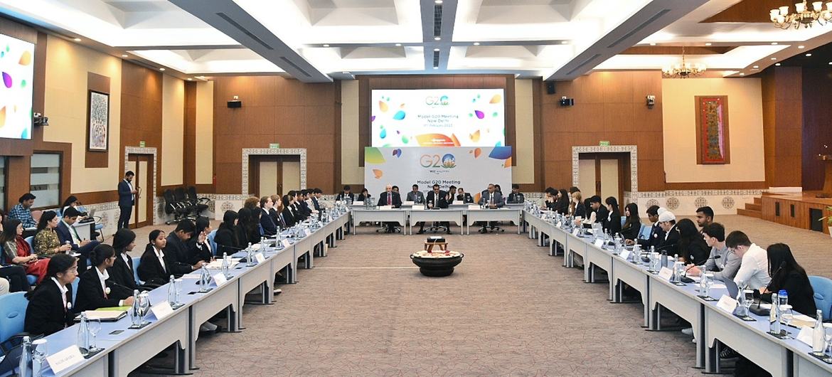 Youth advocates at the 2023 G20 meeting (file)