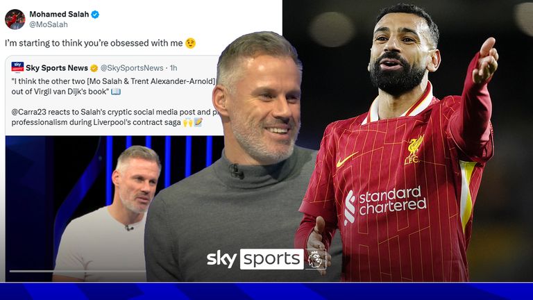 Liverpool forward Mohamed Salah responds via X to Jamie Carragher's comments that was made on Monday Night Football regarding his contract situation and the former Liverpool defender replies back to the Egyptian. 