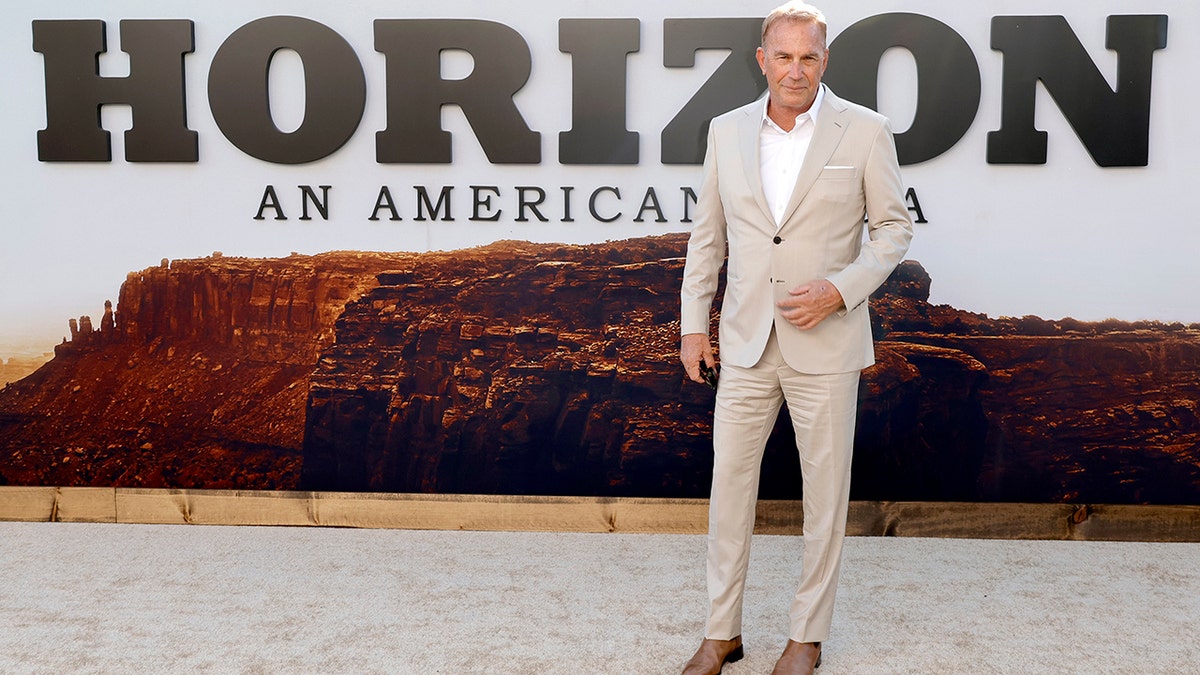 Kevin Costner wore a tan suit and brown loafers at the US Premiere of "Horizon: An American Saga - Chapter 1."