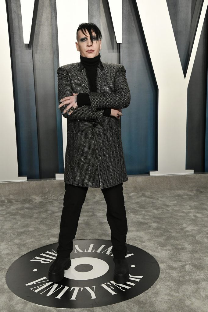 Marilyn Manson attends the 2020 Vanity Fair Oscar Party hosted by Radhika Jones at Wallis Annenberg Center for the Performing Arts on February 09, 2020 in Beverly Hills, California.