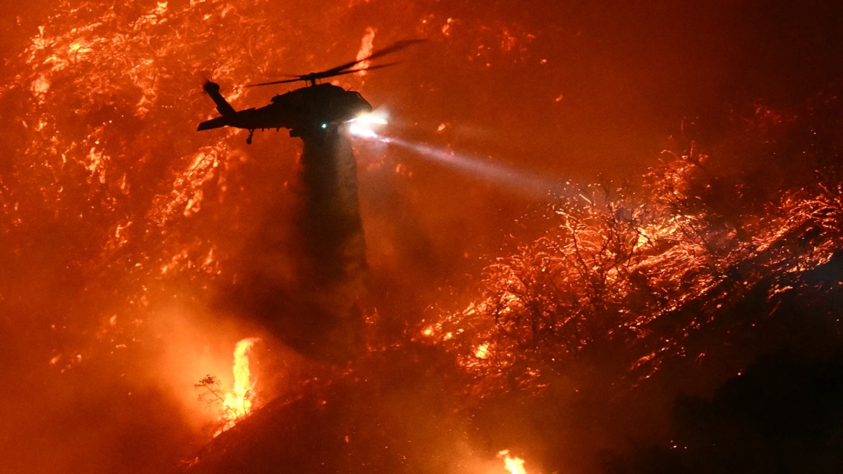 Helicopter over wildfires