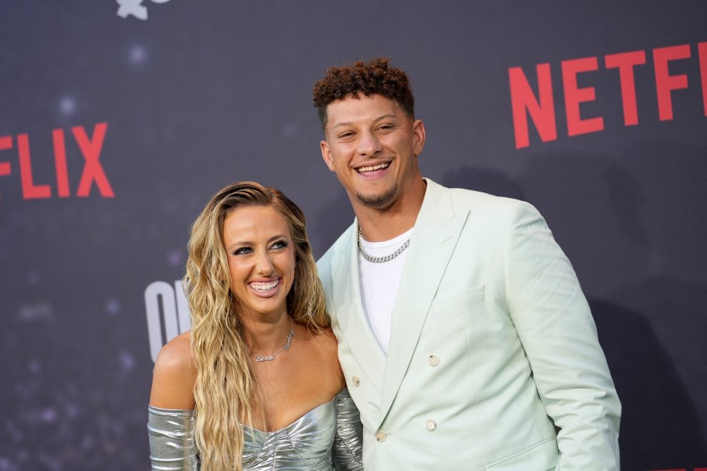 Brittany Mahomes and Patrick Mahomes attend the Los Angeles Premiere Of Netflix's "Quarterback" at TUDUM Theater on July 11, 2023 in Hollywood, California. 