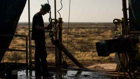 Endeavor Energy Resources’ drilling rig in the Permian basin outside of Midland, Texas, US