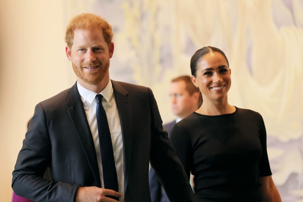 Prince Harry, Duke of Sussex and Meghan, Duchess of Sussex arrive at the United Nations Headquarters on July 18, 2022 in New York City.