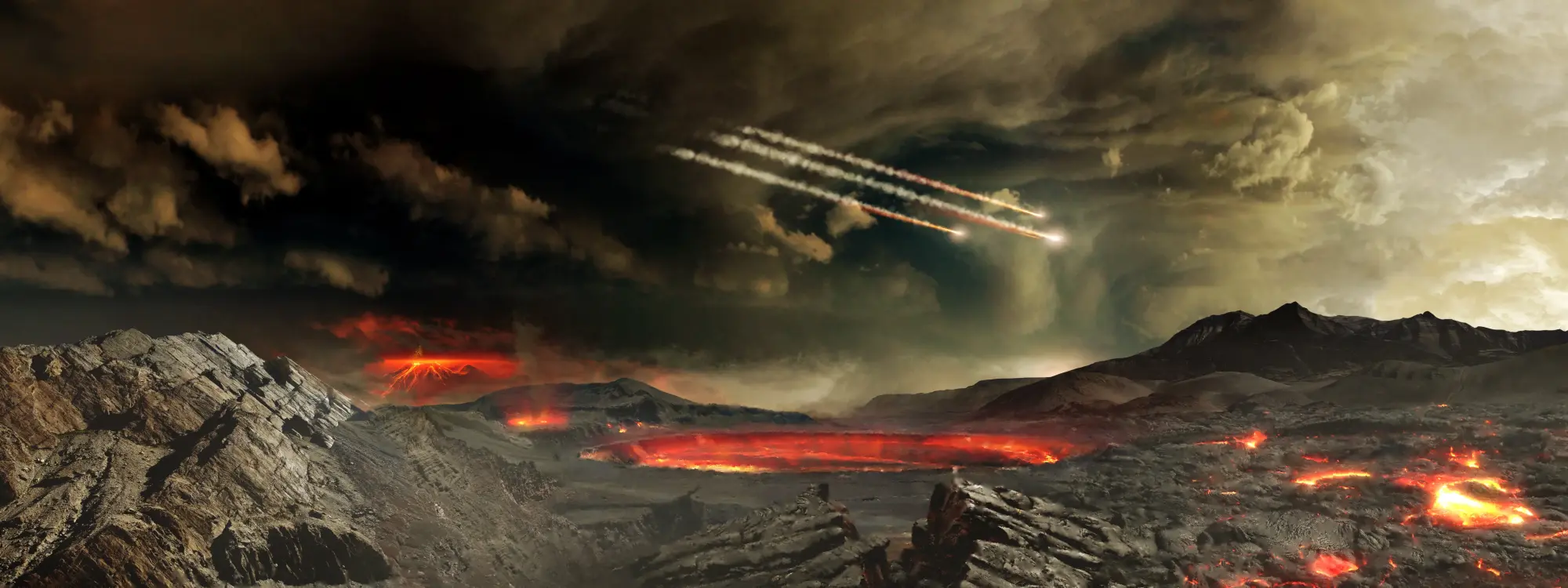 Meteorites bombarding early Earth