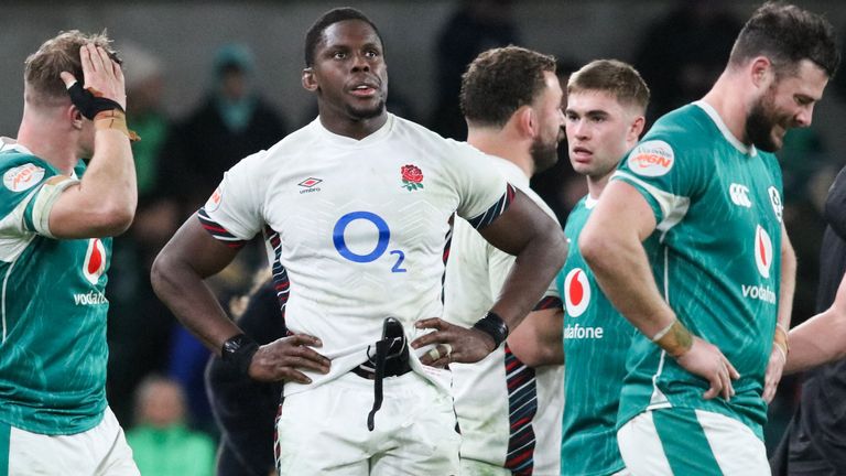 England's Maro Itoje at the end of the 2025 Six Nations match against Ireland in Dublin