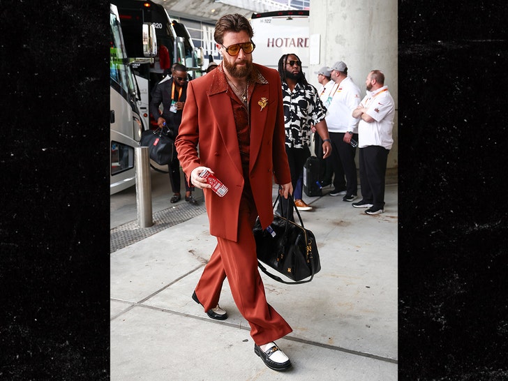 Travis Kelce Arrives in Style to Super Bowl LIX