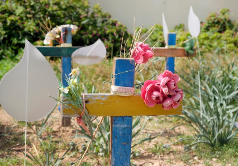 LAMPEDUSA (SICILY), ITALY - OCTOBER 20, 2019: In the cemetery of Lampedusa, Francesco Tuccio has placed some of his crosses where unnamed migrants drowned in the sea before arriving are buried photographed on October 20, 2019 in Lampedusa,Italy. Lampedusa the Southern most point of Italy stretching towards North Africa. For this reason it is one of the main destinations for migrants coming to Europe via boats. Carpenter Francesco Tuccio, with the wood obtained
</p>
</div></div><div class=