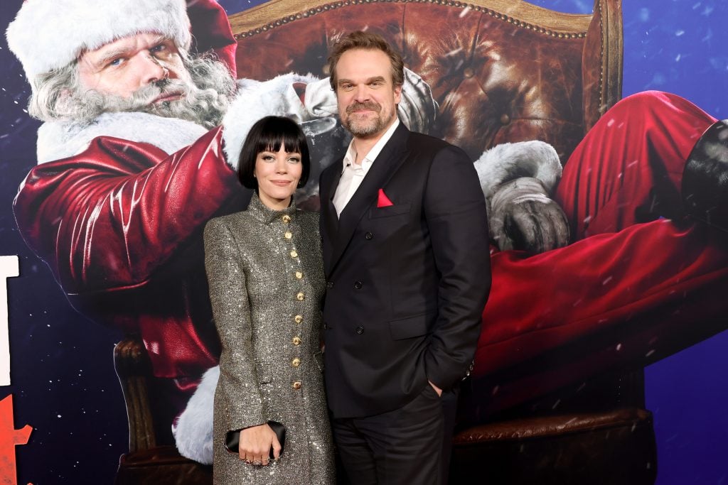 Lily Allen and David Harbour attend the premiere of Universal Pictures' "Violent Night" at TCL Chinese Theatre on November 29, 2022 in Hollywood, California. 