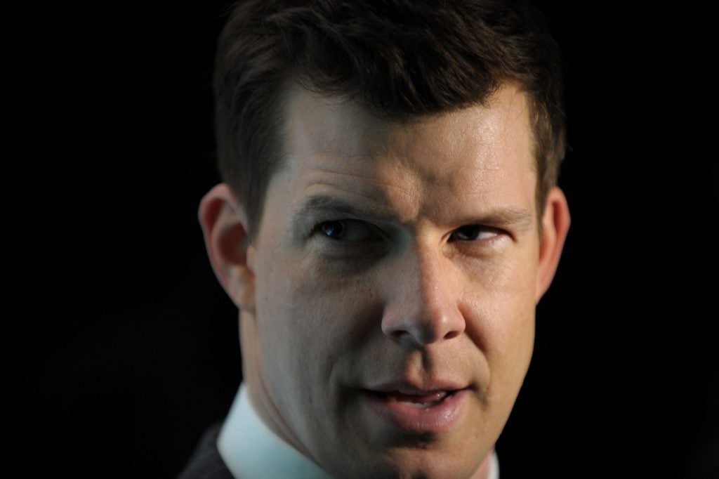 Eric Mabius is interviewed during The Darker Side of Green climate change debate at Skylight West on March 30, 2010 in New York City.