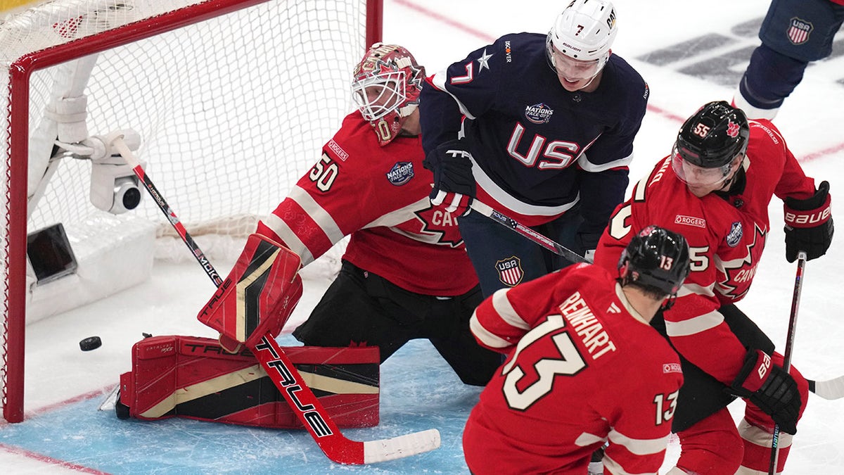 Canada goalie Jordan Binnington in goal