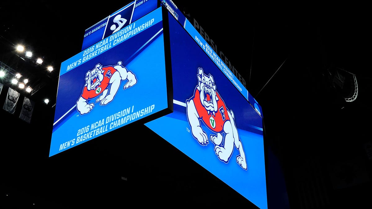 Fresno State logo on jumbotron