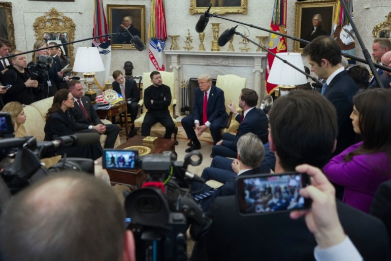 Press covering the exchange between Trump and Zelenskyy