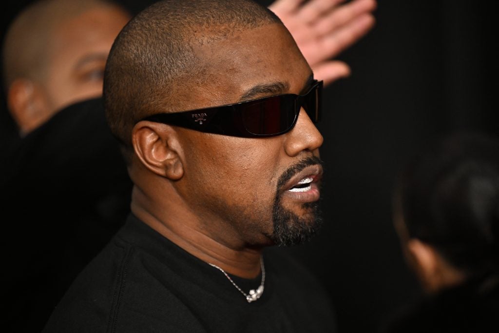 US rapper and producer Kanye West arrives for the 67th Annual Grammy Awards at the Crypto.com Arena in Los Angeles on February 2, 2025. 