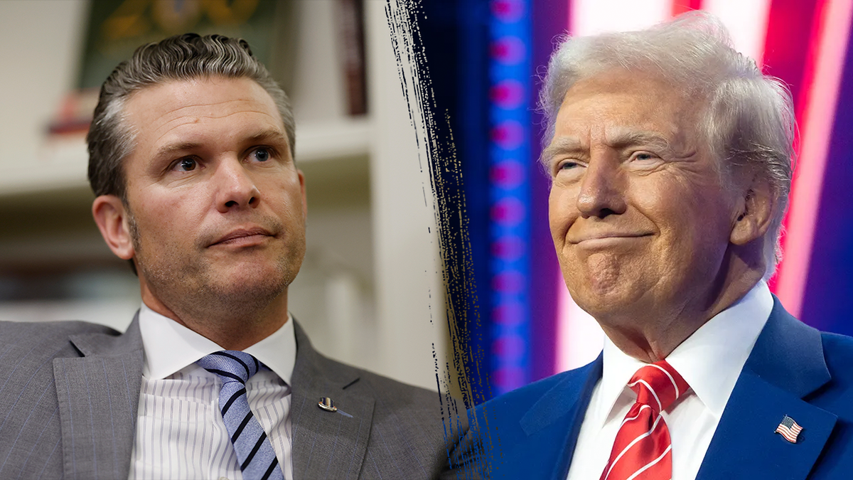 Pete Hegseth, Donald Trump in left-right photo split