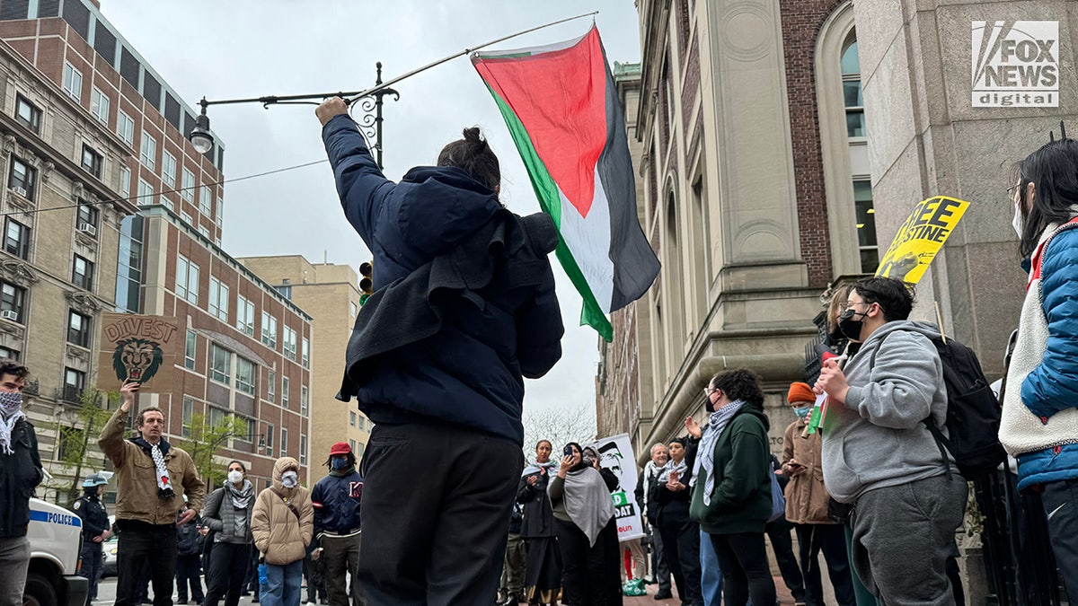 Students demonstrate on Columbia University’s campus