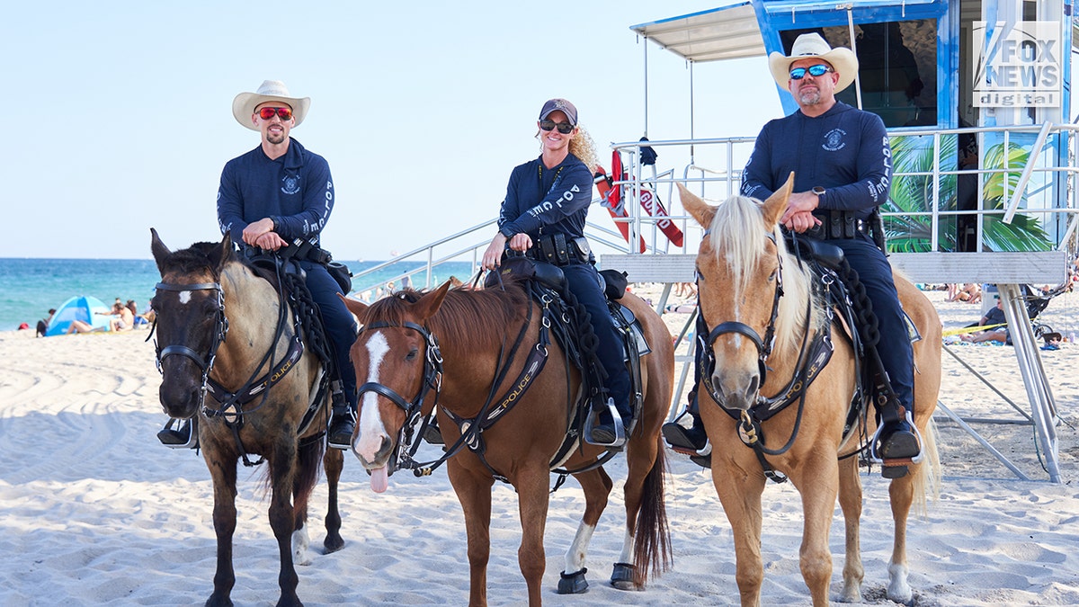 Police on the beach during spring break in Florida