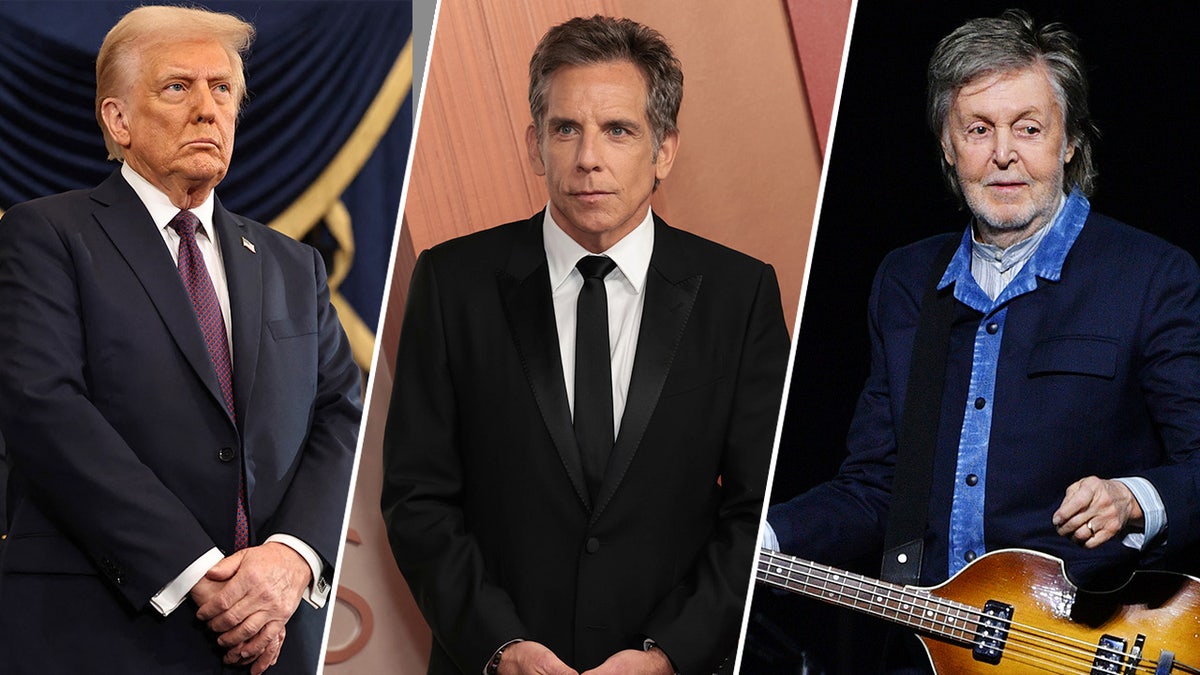 Side by side photos of Donald Trump, Ben Stiller, and Paul McCartney