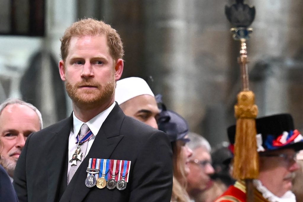 Prince Harry, Duke of Sussex attends the Coronation of King Charles III and Queen Camilla on May 6, 2023 in London, England. The Coronation of Charles III and his wife, Camilla, as King and Queen of the United Kingdom of Great Britain and Northern Ireland, and the other Commonwealth realms takes place at Westminster Abbey today. 