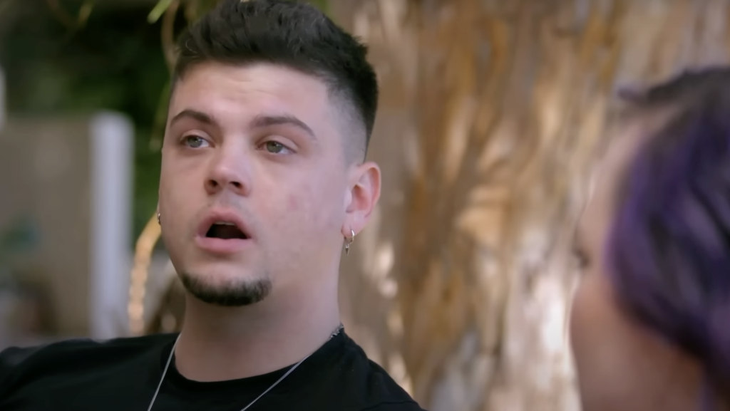 Tyler Baltierra with his mouth open.